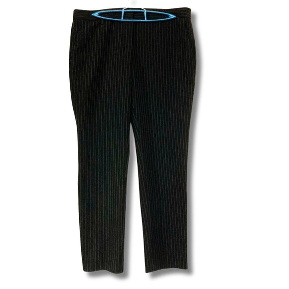 ADRIENNE VITTANDINI Black grey pinstripe straight leg trousers ~ MEDIUM LARGE - Picture 3 of 13
